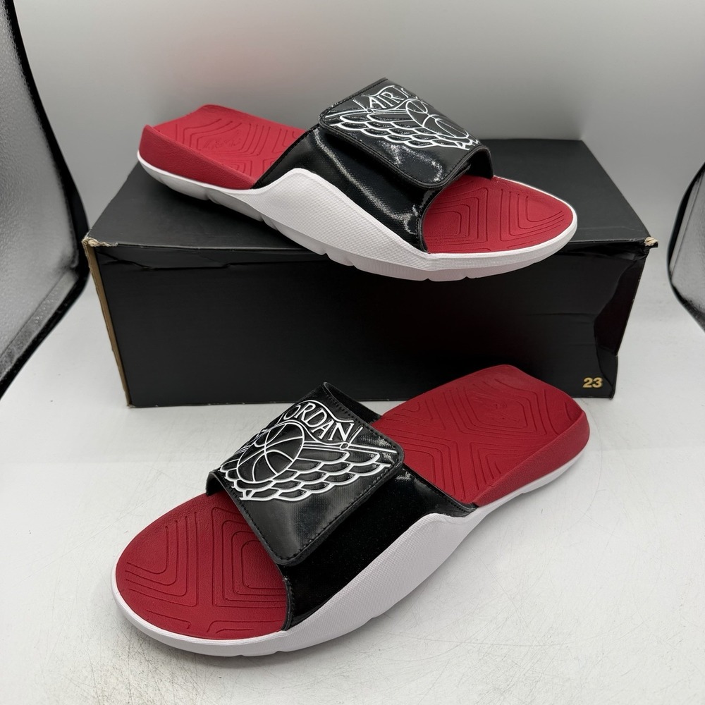 Nike Air Jordan Hydro 7 Slides Mens Sz 11 Black White Red Sandals AA2517-001